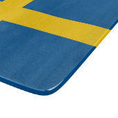 スウェーデン国旗が付いた小さなガラス板 カッティングボード (角)