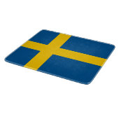 スウェーデン国旗が付いた小さなガラス板 カッティングボード (角)