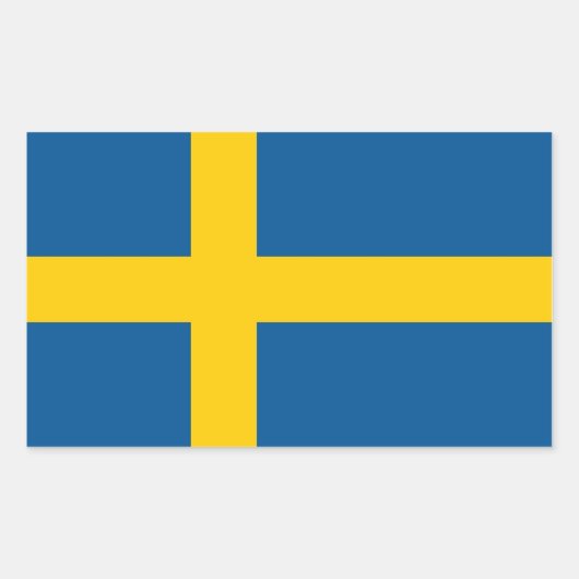 スウェーデン国旗が貼られた四角形シール 長方形シール (正面)