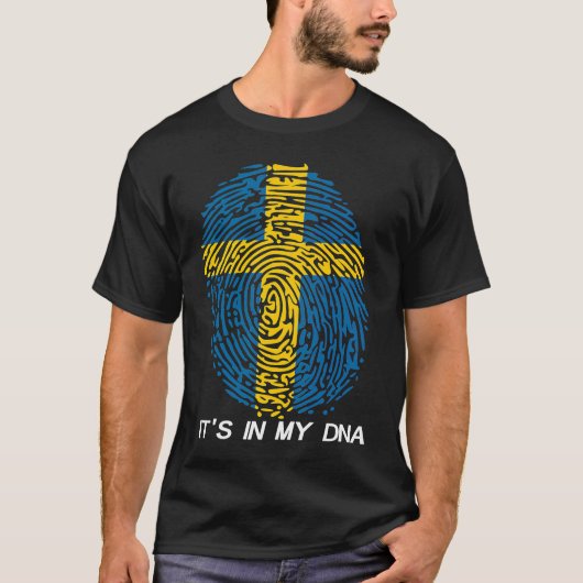 スウェーデン国旗これは私のDNAにある Tシャツ (正面)