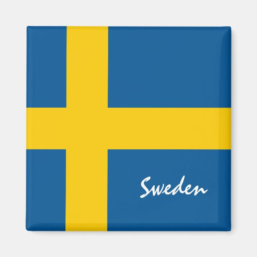スウェーデン国旗とスウェーデンの祝日、旅行/スポーツ マグネット (正面)
