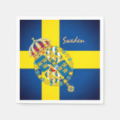 スウェーデン国旗とスウェーデンパーティー、誕生日/スポーツ スタンダードカクテルナプキン (正面)