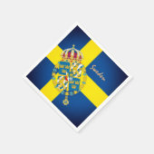 スウェーデン国旗とスウェーデンパーティー、誕生日/スポーツ スタンダードカクテルナプキン (角)