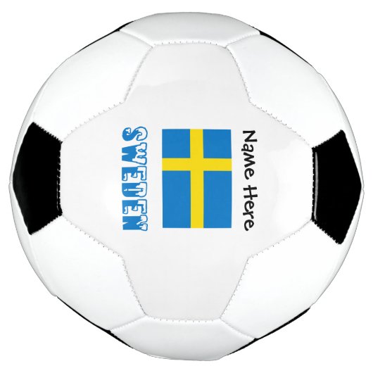 スウェーデン国旗とスウェーデン国旗と名つきサッカーボール サッカーボール (回転)