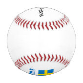 スウェーデン国旗とスウェーデン国旗（お名前） 野球ボール (裏面)