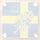 スウェーデン国旗とスウェーデン旅行、ホームデコー/スポーツ ガラスコースター (裏面)