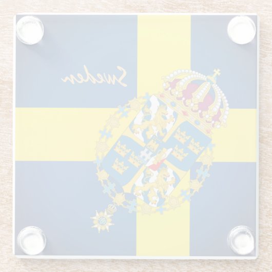 スウェーデン国旗とスウェーデン旅行、ホームデコー/スポーツ ガラスコースター (裏面)