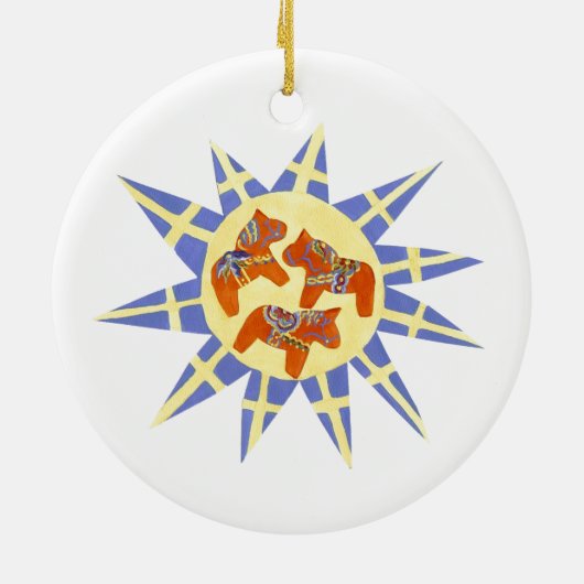 スウェーデン国旗とダラウマオーナメント セラミックオーナメント (裏面)