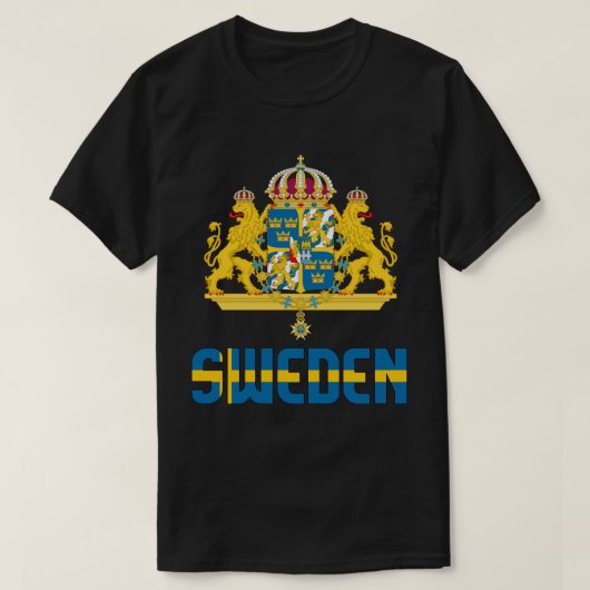 スウェーデン国旗と愛国のコート Tシャツ (デザイン正面)