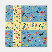 スウェーデン国旗と文化アイコン磁石 マグネット (正面)