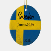 スウェーデン国旗のオーナメント、スウェパーソナライズされたーデン セラミックオーナメント (右)