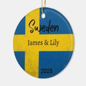 スウェーデン国旗のオーナメント、スウェパーソナライズされたーデン セラミックオーナメント (左)