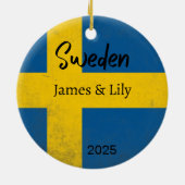 スウェーデン国旗のオーナメント、スウェパーソナライズされたーデン セラミックオーナメント (裏面)