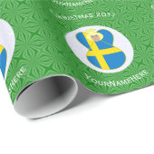 スウェーデン国旗のクリスマスエンジェルパーソナライズされたギフト ラッピングペーパー (ロールコーナー)