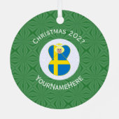 スウェーデン国旗のクリスマスエンジェル氏年 メタルオーナメント (裏面)