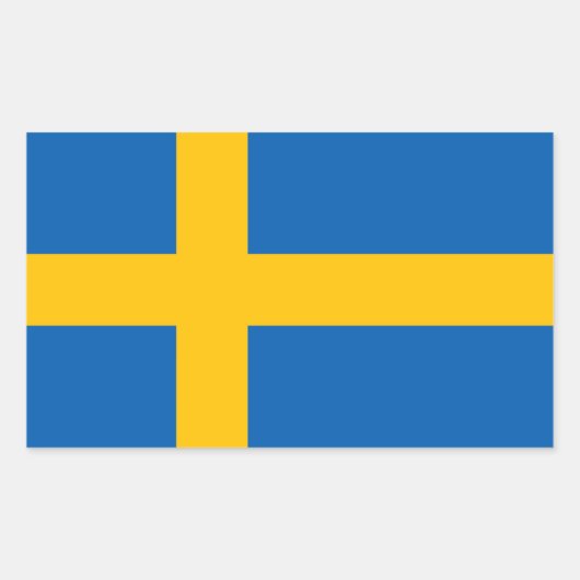 スウェーデン国旗のシール 長方形シール (正面)