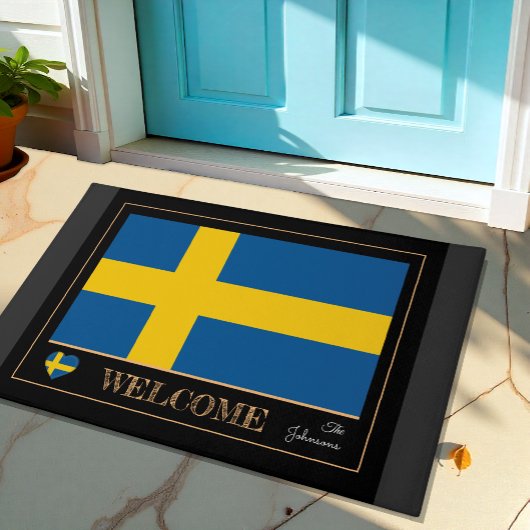 スウェーデン国旗のスポーツ/ようこそ ドアマット