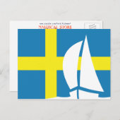 スウェーデン国旗のセーリングボートスウェーデン航海の ポストカード (正面/裏面)