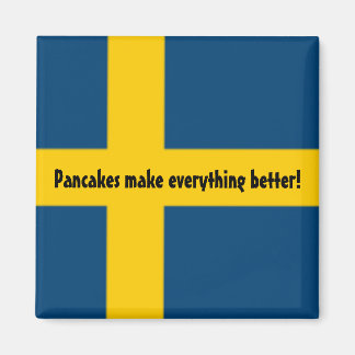 スウェーデン国旗のテーマ冷蔵庫用マグネット – パンケーキ –  マグネット
