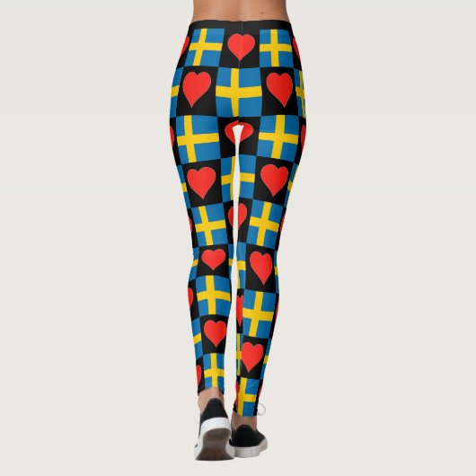 スウェーデン国旗のハートパターンかわいい愛国心スウェーデン語 レギンス (裏面)