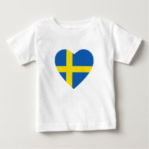 スウェーデン国旗のハートTシャツ ベビーTシャツ