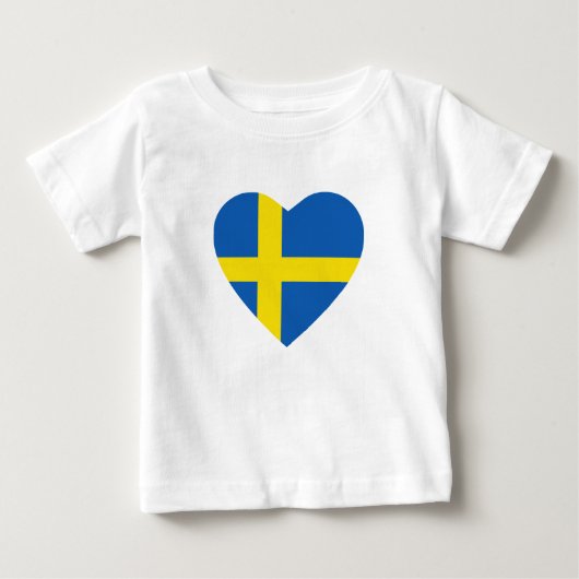 スウェーデン国旗のハートTシャツ ベビーTシャツ (正面)
