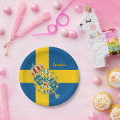 スウェーデン国旗のプレート、スウェーデンパーティー、誕生日/スポーツ ペーパープレート (パーティー)