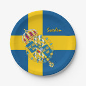 スウェーデン国旗のプレート、スウェーデンパーティー、誕生日/スポーツ ペーパープレート (正面)