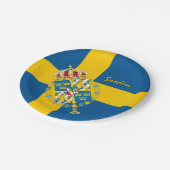 スウェーデン国旗のプレート、スウェーデンパーティー、誕生日/スポーツ ペーパープレート (アングル)