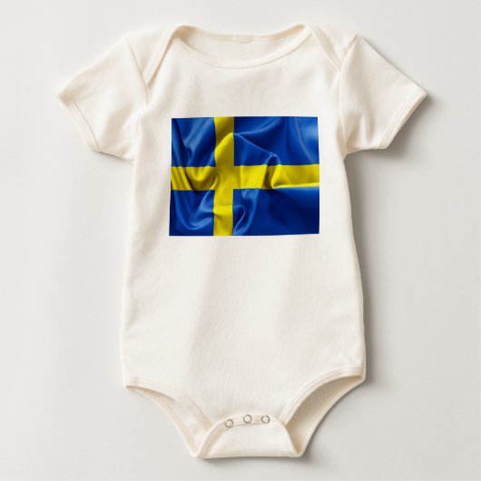 スウェーデン国旗のベビーボディスーツ ベビーTシャツ (正面)
