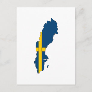 スウェーデン国旗の地図 ポストカード