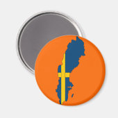 スウェーデン国旗の地図 マグネット (正面/裏面)