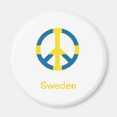 スウェーデン国旗の平和シンボル マグネット (正面)