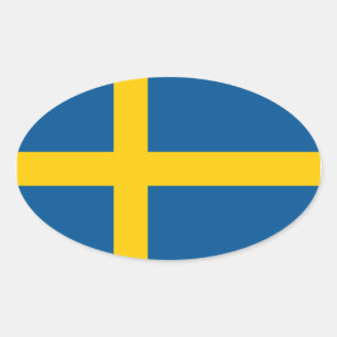 スウェーデン国旗の楕円ステッカー 楕円形シール