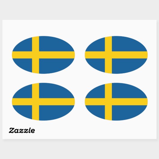スウェーデン国旗の楕円ステッカー 楕円形シール (シート)