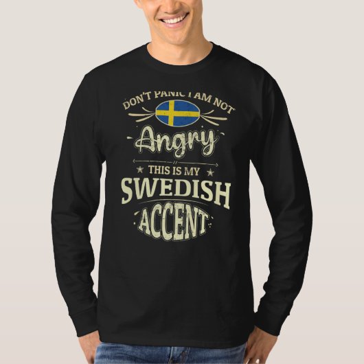 スウェーデン国旗の男性と女性のお土産3 Tシャツ (正面)