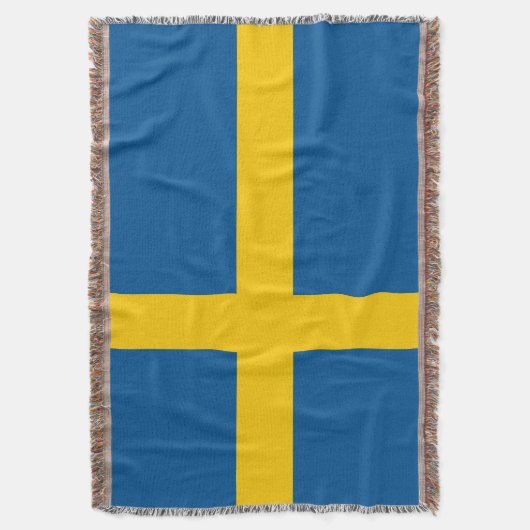 スウェーデン国旗の織り投げ毛布 |スウェーデンプライド スローブランケット (正面縦)