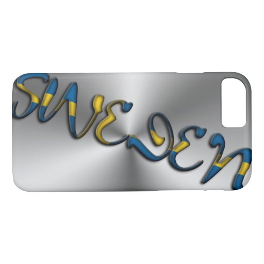 スウェーデン国旗の色タイポグラフィシルバーグレイ Case-Mate iPhoneケース (裏面(横))