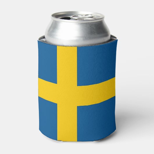 スウェーデン国旗を持つクーラーボックス 缶クーラー (缶正面)