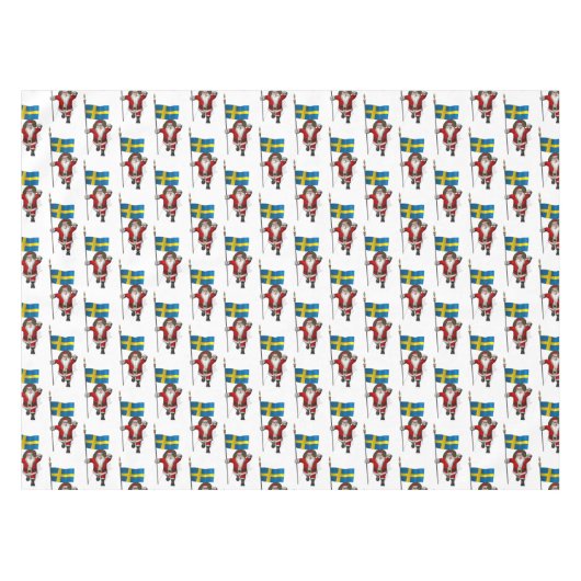 スウェーデン国旗を持つサンタクロース テーブルクロス (正面(横))
