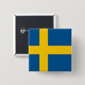 スウェーデン国旗を持つボタン 缶バッジ (正面&裏面)