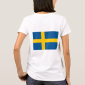 スウェーデン国旗を持つ女子フリースジョガー Tシャツ (裏面)