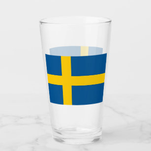 スウェーデン国旗を持つ愛国的なガラスカップ タンブラーグラス