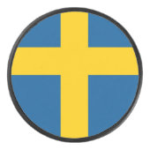 スウェーデン国旗を持つ愛国的なホッケーパック アイスホッケーパック (正面)