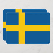 スウェーデン国旗を持つ愛国的招待状 招待状 (正面/裏面)