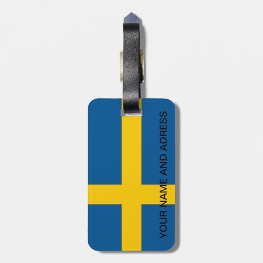 スウェーデン国旗を持つ荷物タグ ラゲッジタグ (裏面縦)