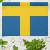 スウェーデン国旗を掲げたキッチンタオル キッチンタオル (折り畳み)