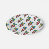 スウェーデン国旗を掲げたサンタクロース ペーパープレート (アングル)