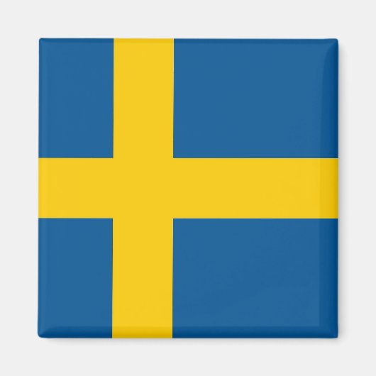 スウェーデン国旗を掲げた磁石 マグネット (正面)