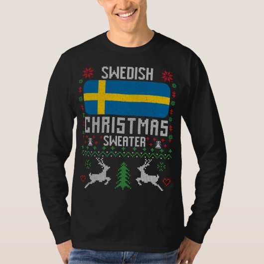 スウェーデン国旗スウェーデンクリスマスセーター Tシャツ (正面)